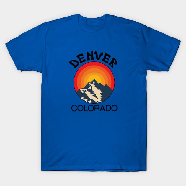 Denver, Colorado, Colorado Lifestyle, Skiing, Snowboarding, Denver Mountains, Retro Mountain Denver T-Shirt by FashionDesignz